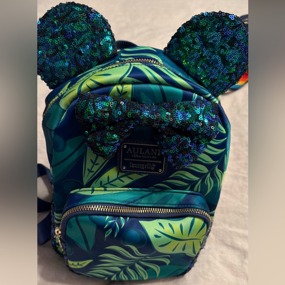 Loungefly Aulani Tropical Blue and Green Sequin Backpack